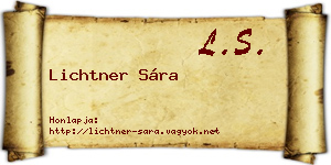 Lichtner Sára névjegykártya